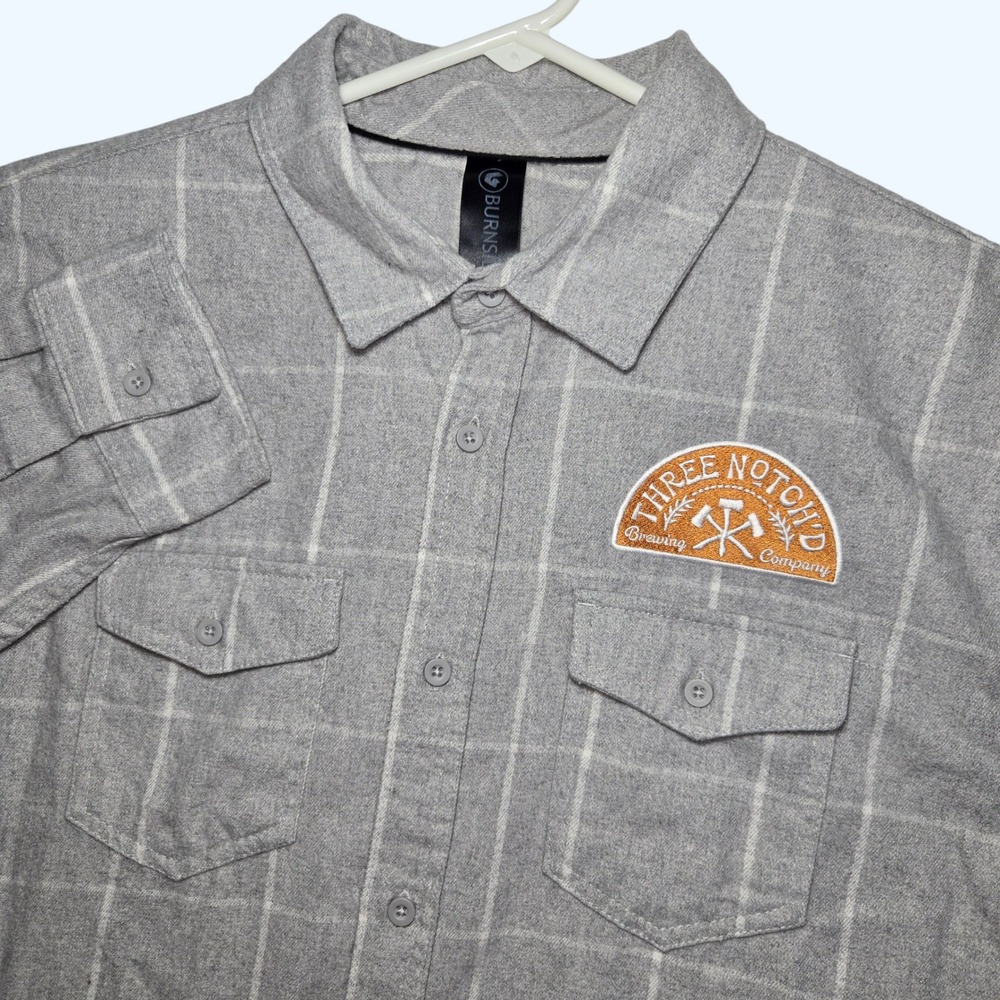 Three Notch'd Brewing Co Burnside Mens XL Flannel Windowpane Button Up Shirt
